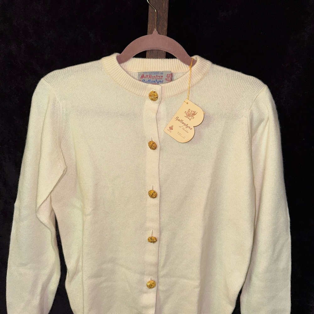 Ballantyne Cream Cardigan with Gold Accents